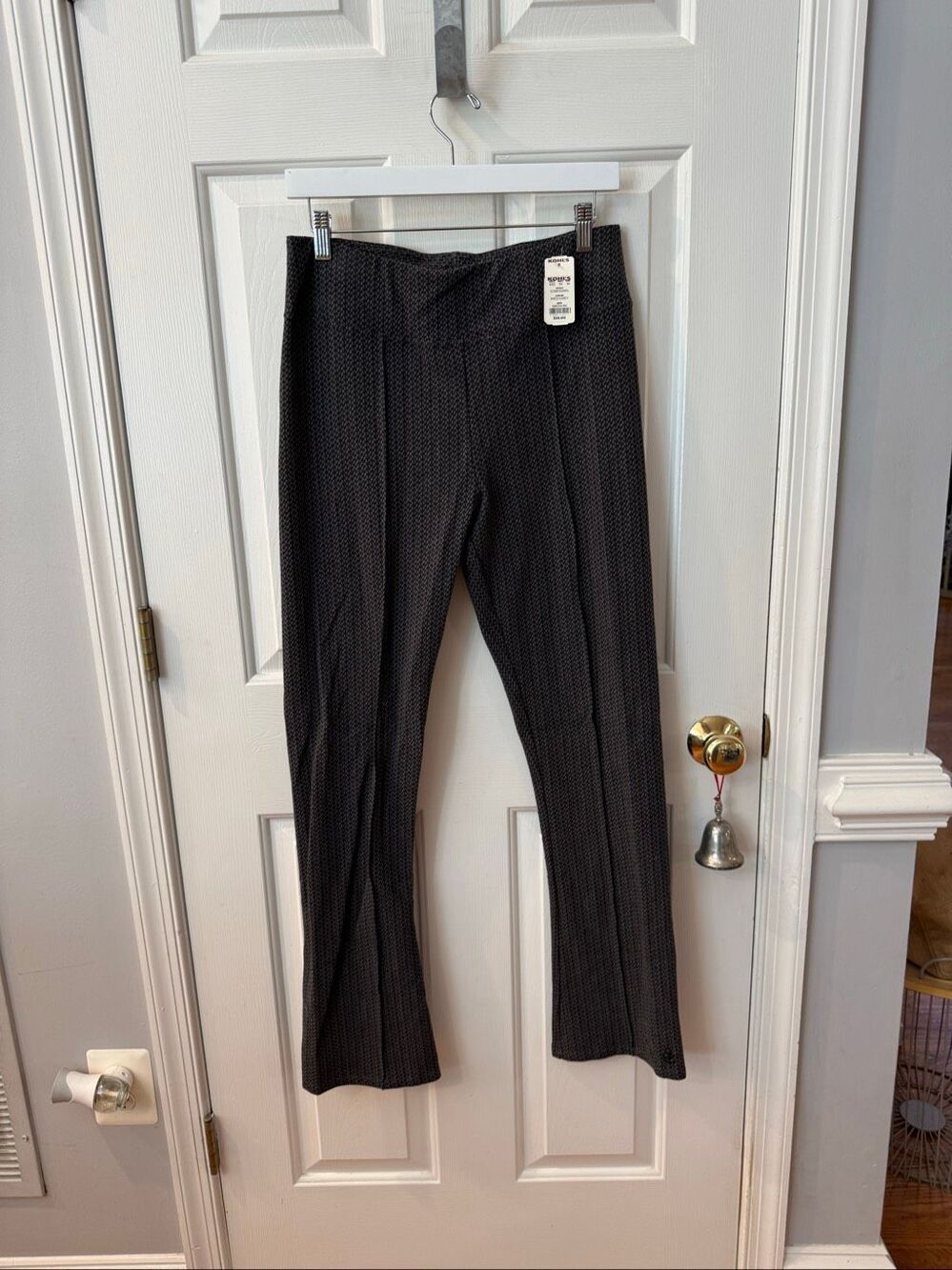 Cuddl Duds Gray on Gray Print Front Seem Pull On Pants sz M EUC